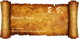 Resch Ida névjegykártya